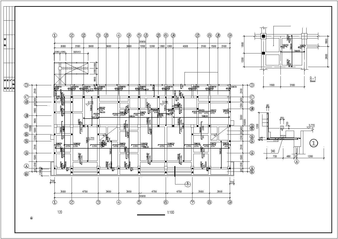 某城市多层框架结构私人住宅楼建筑设计结构CAD资料