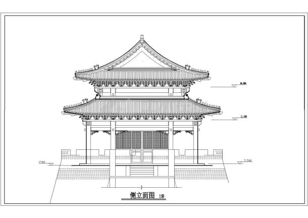 某地区仿古建筑CAD设计说明-图一