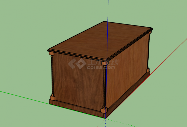 实木棕色传统型办公桌su模型-图一