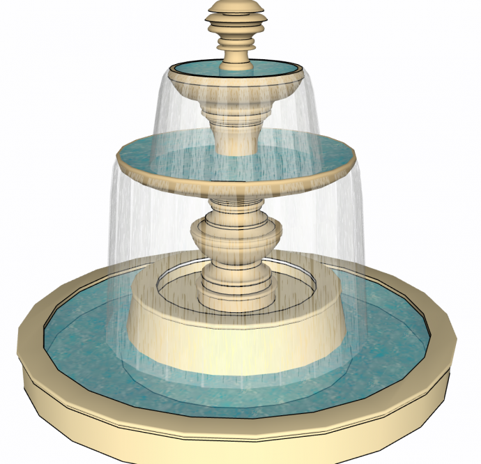 三层简约灯塔型喷泉su模型_图1