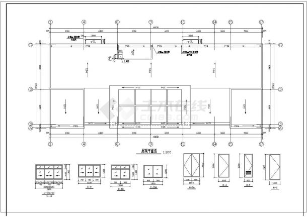 某工厂综合楼施工设计cad图，共5张-图一