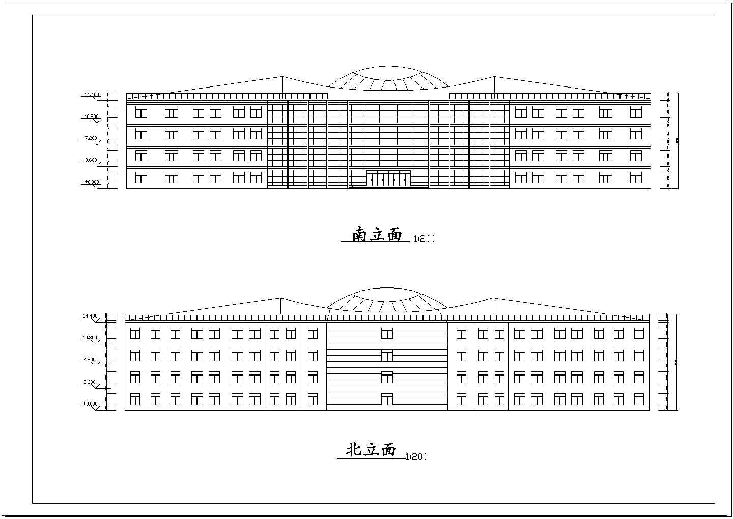 某学校行政大楼建筑施工设计CAD图