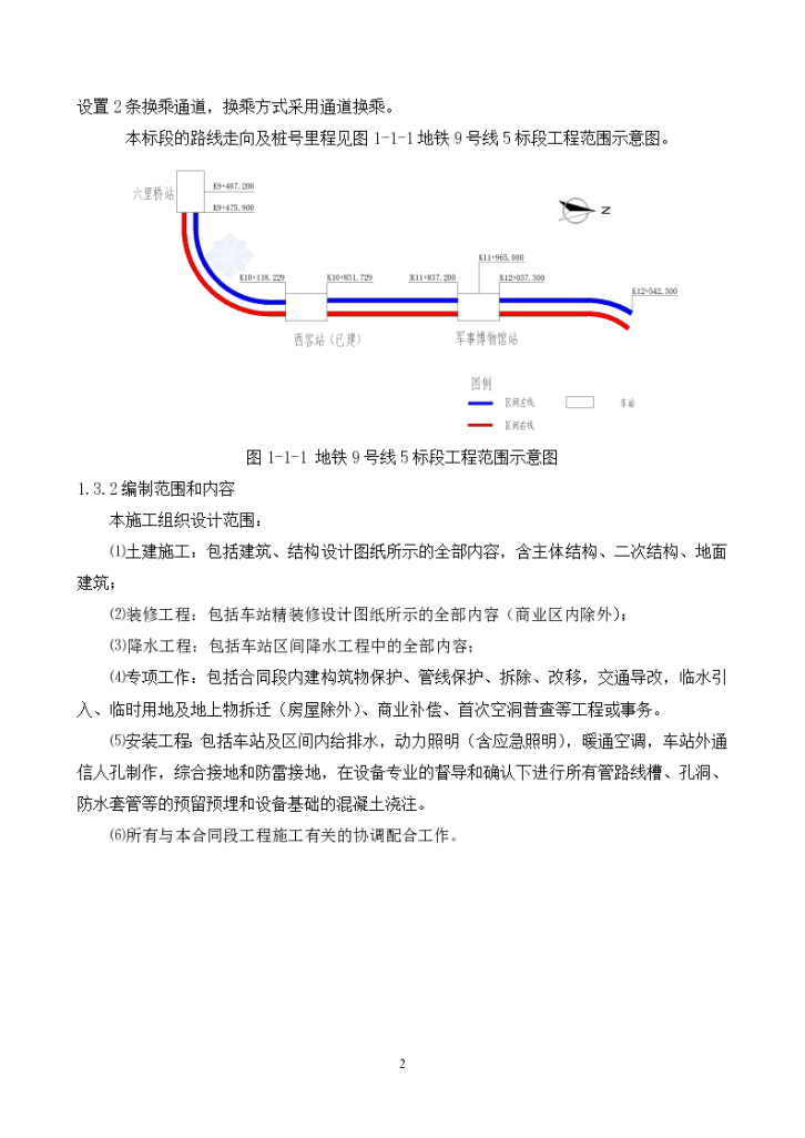 北京地铁九号线工程土建施工某合同段(投标)施工组织设计（word格式）-图二