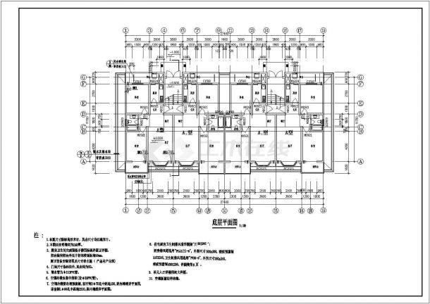 某6层框架结构住宅楼（建筑面积2104平方米）设计cad全套建筑施工图（含设计说明）-图二