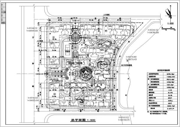 抚顺市金荷花园小区总平面规划设计CAD图纸（占地3.3万平米）-图一