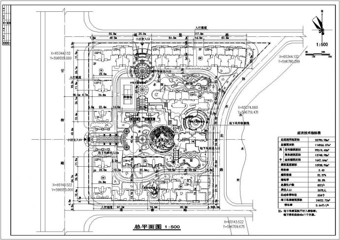 抚顺市金荷花园小区总平面规划设计CAD图纸（占地3.3万平米）_图1