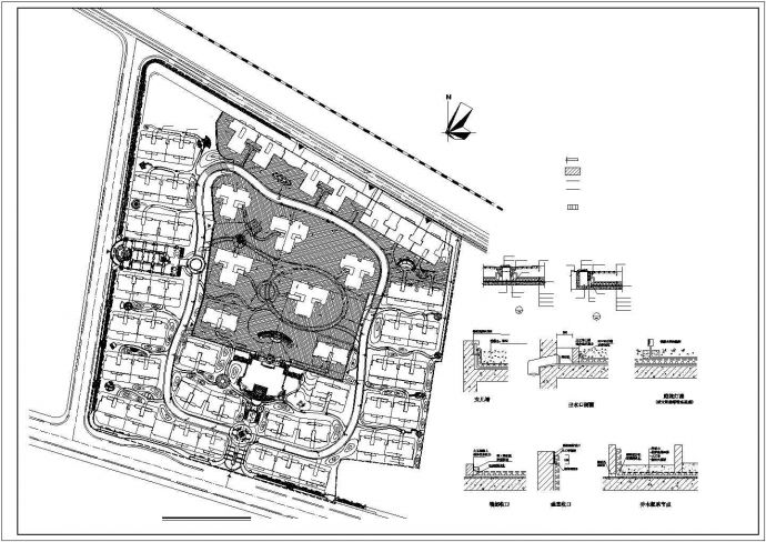 某园林（车库顶板）排水设计参考平面cad图_图1