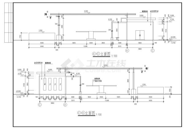 大门建筑CAD平面施工图-图二