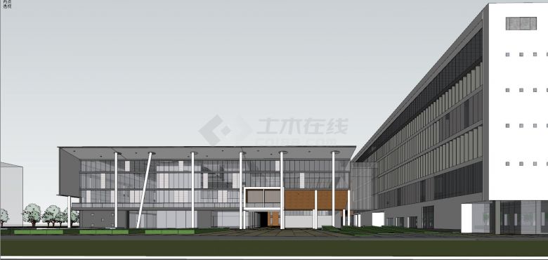 北京建筑工程学院基础教学楼方案 su模型-图二