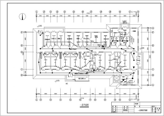 某地区砖混民生建筑综合楼照明系统布线设计CAD资料_图1