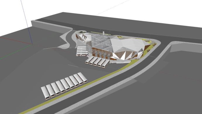 新中式汽车站设计方案su模型_图1