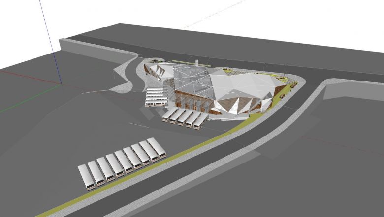 新中式汽车站设计方案su模型-图一