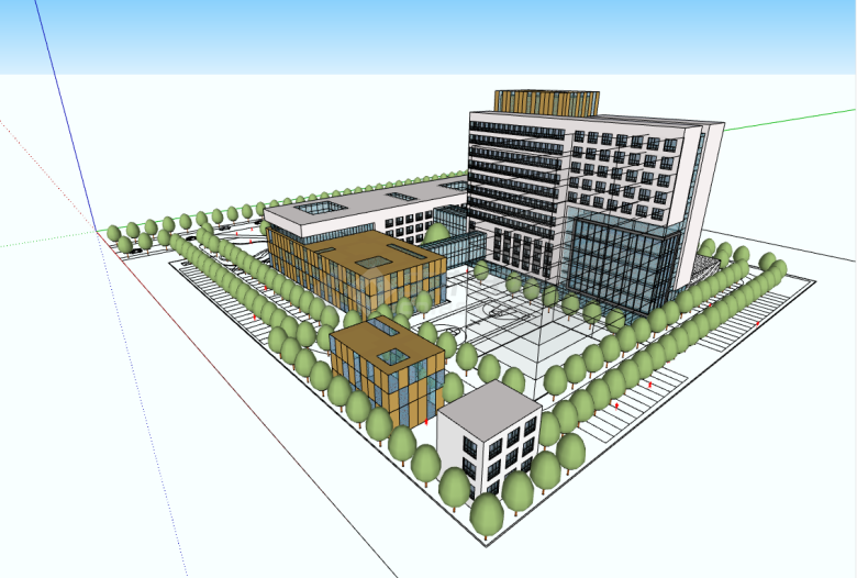 现代标准医院建筑方案su模型-图一