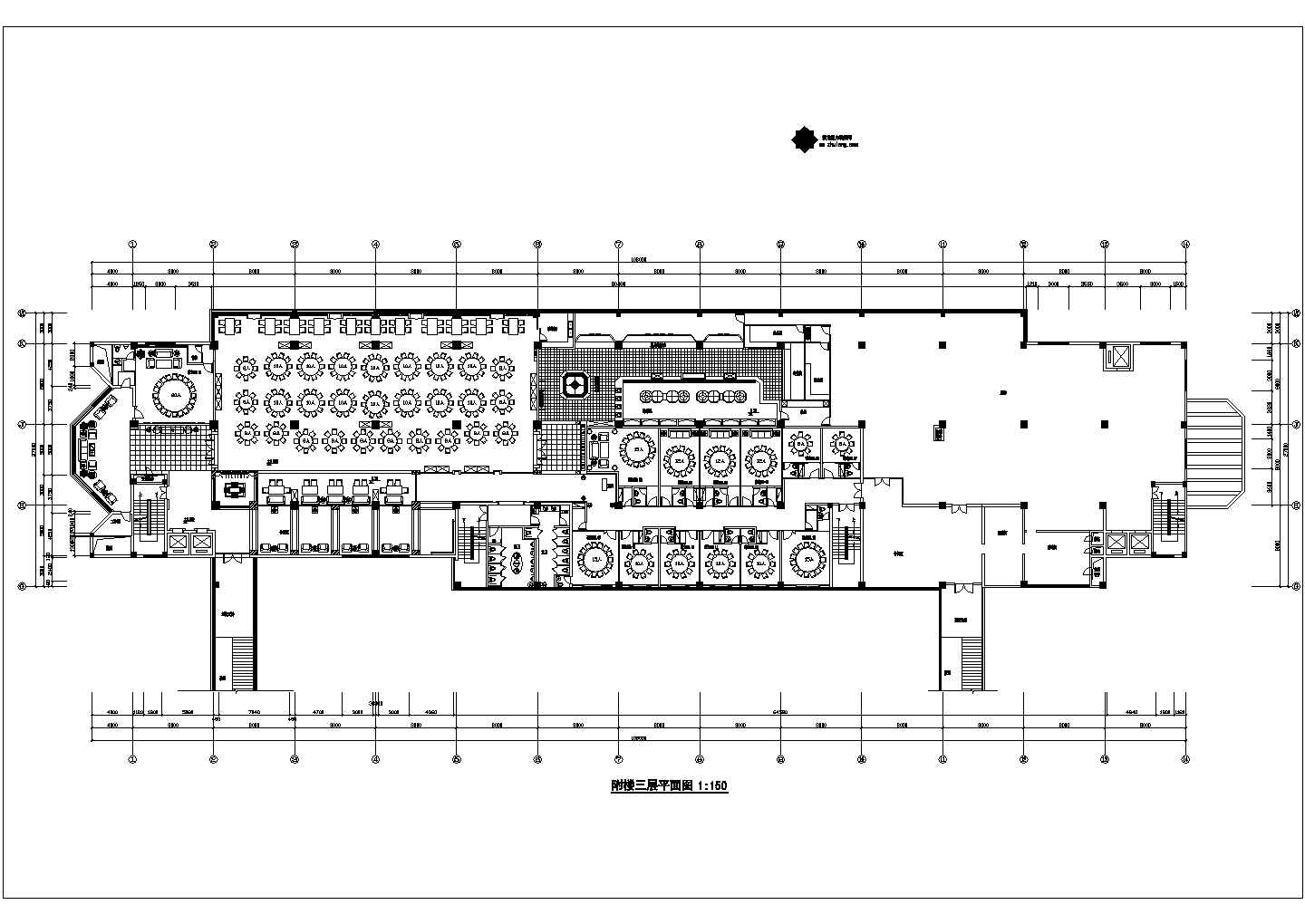 某绍兴五星级大酒店三层餐厅CAD室内设计装修施工图