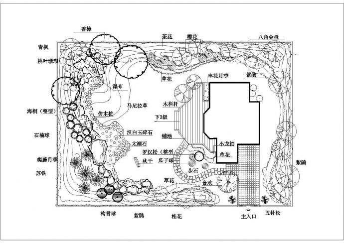 某庭院园林设计CAD详图_图1