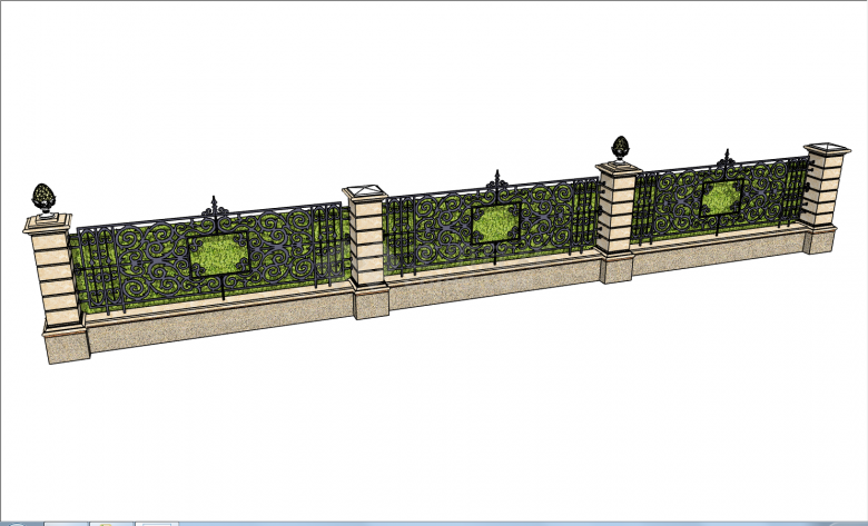 小区防护围墙的SU模型-图二