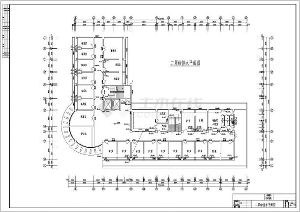 某地区6层L型民生建筑综合楼照明系统布线设计CAD资料-图一