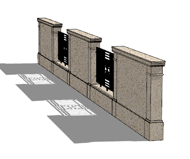 欧式古典厚重围墙su模型_图1