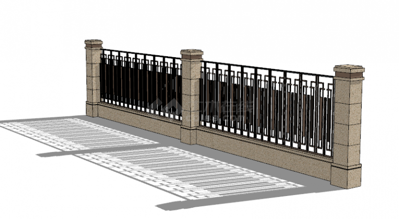 欧式古典经典简约栅栏围墙su模型-图二