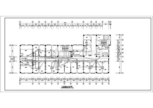 某地区市中心建筑有线电视楼层配电设计CAD资料-图二