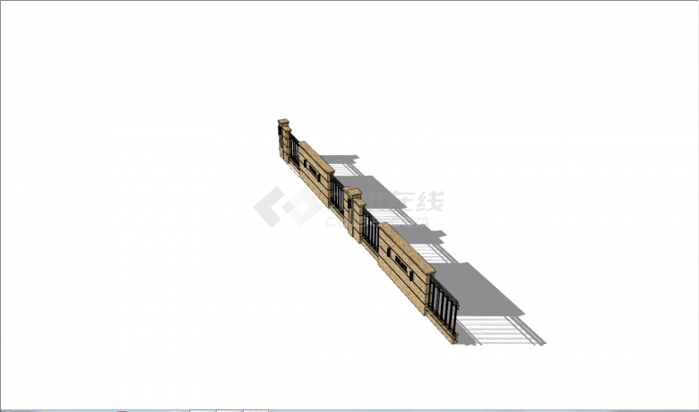 欧式住宅围墙su模型-图二
