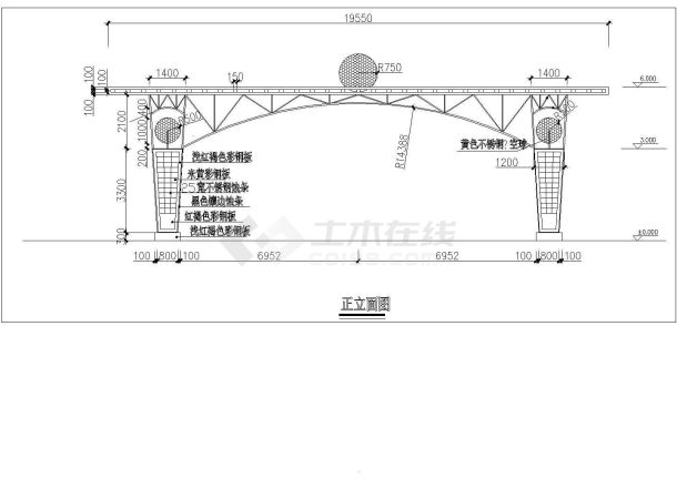 某大门的施工参考CAD详图-图二