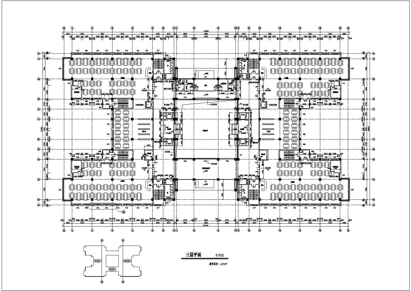 某长106.8米 宽70.7米 八层37985平米大学图书馆CAD建筑设计含详图