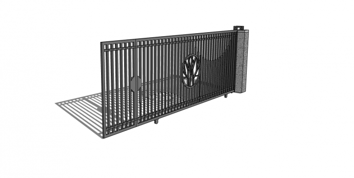 中式灰色栅栏式铁质围墙造型su模型_图1