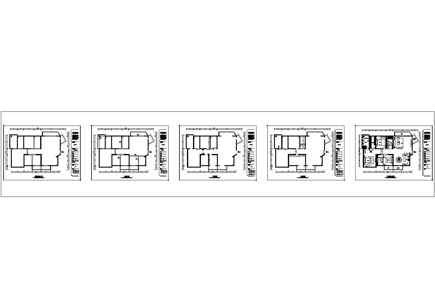 某简约风格3室2厅2卫CAD建筑设计图纸