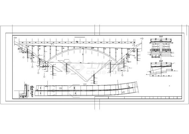 某150m主跨CAD钢结构设计施工图纸-图一
