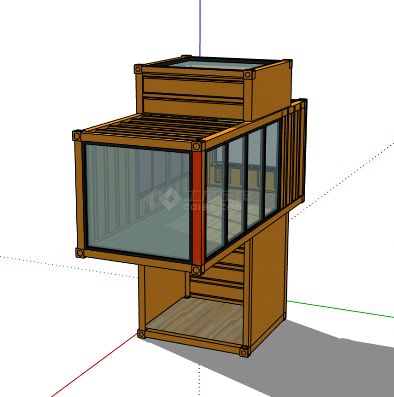 小型穿透式集装箱改造民宿餐厅su模型-图二