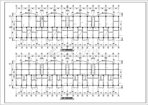 某地区市中心六层框架弧形住宅楼建筑结构设计CAD资料-图二