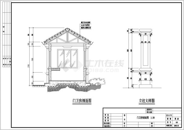 某地区花园小区门房设计图-图二