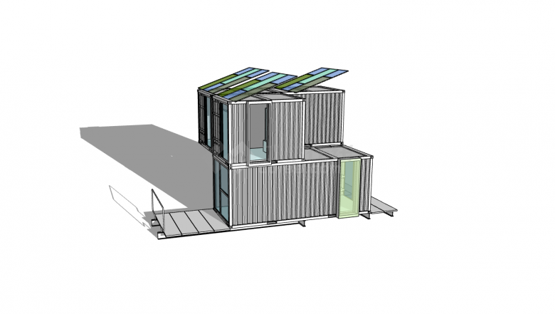 工业风不规则形简约集装箱餐厅su模型-图二