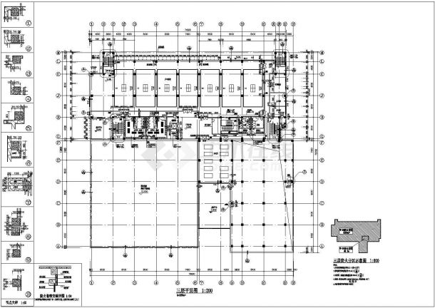 某地三层文化体育馆建筑方案设计cad施工图-图一