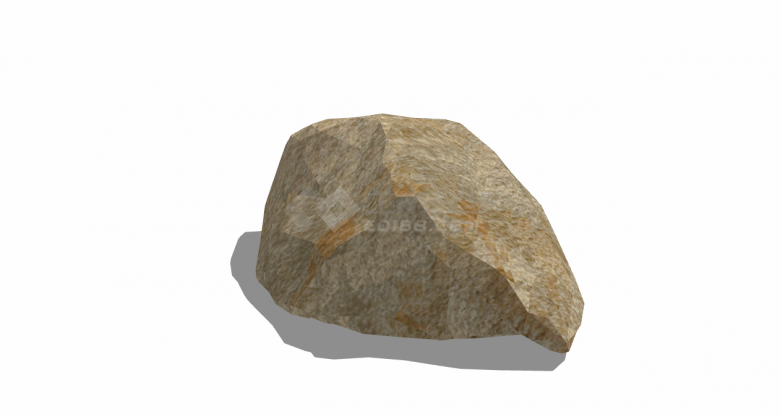 现代黄色不规则形假山置石su模型-图二