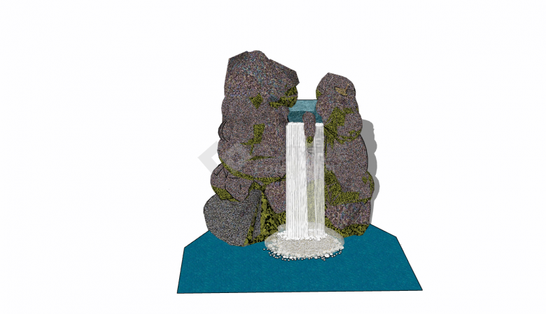 中式花岗岩瀑布假山置石su模型-图二