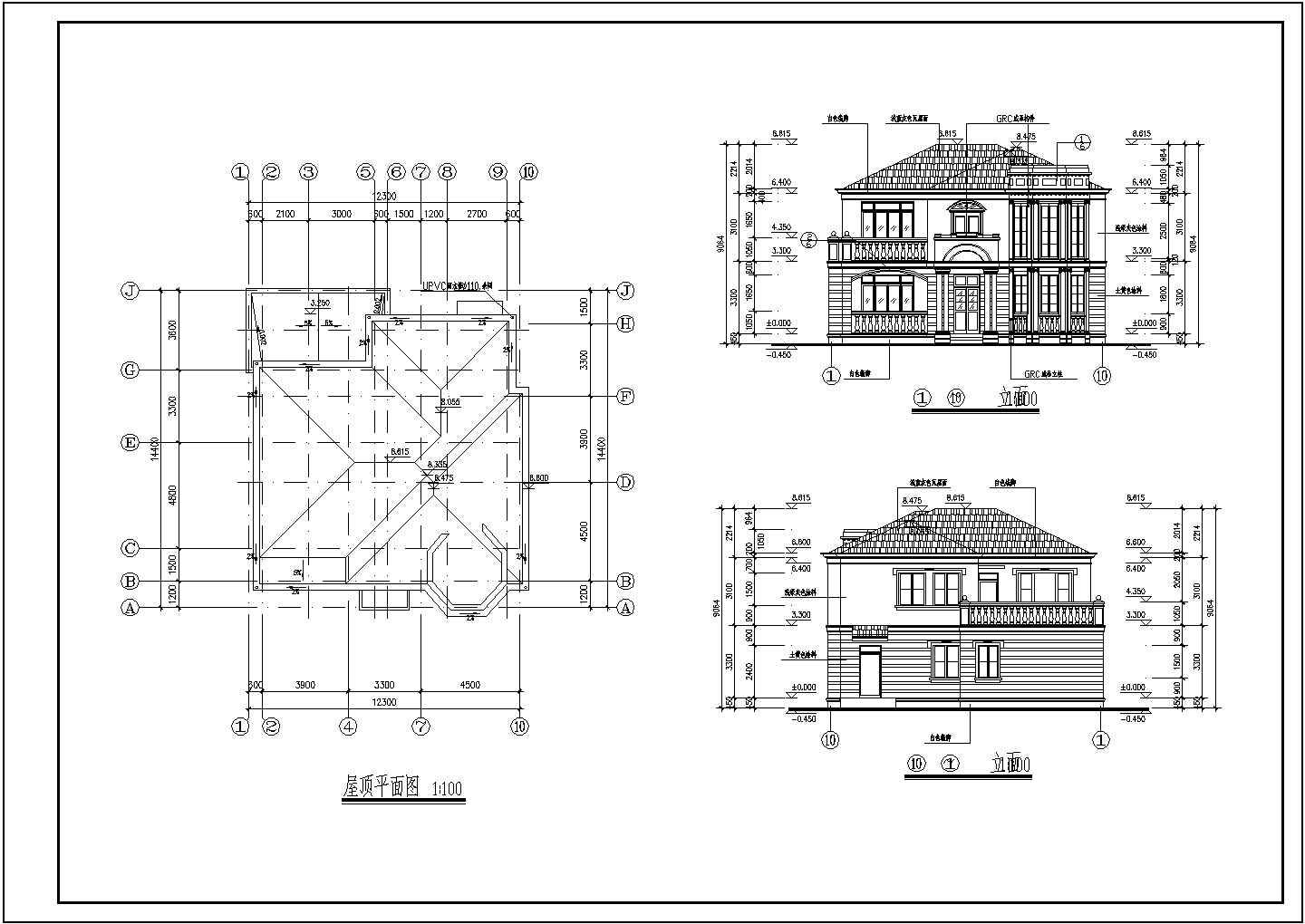 南方建筑别墅建筑方案设计cad施工图
