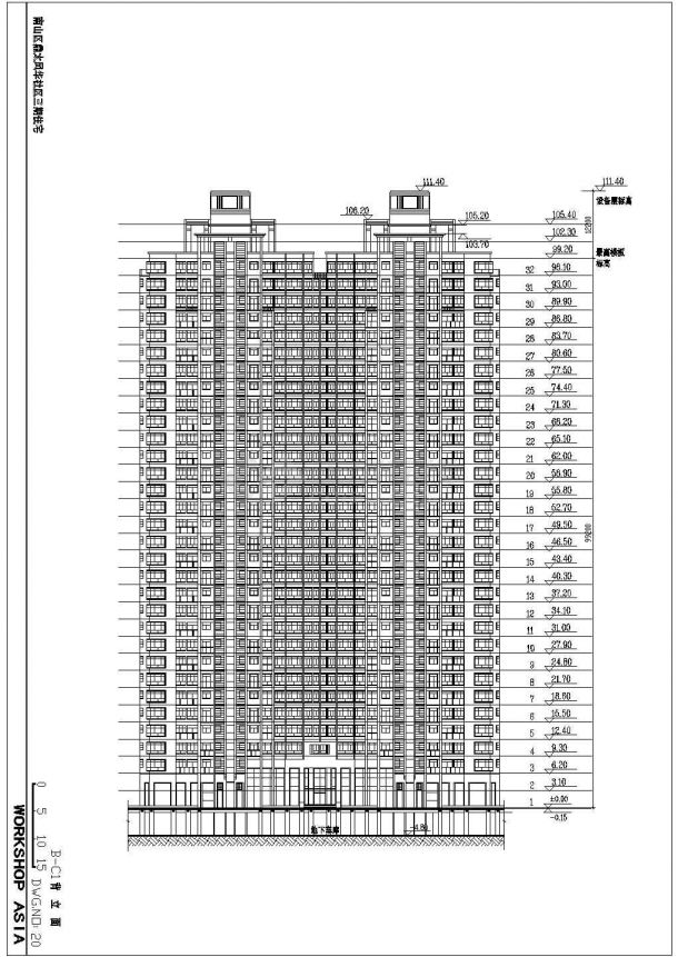 某社区三期住宅立面及大样设计cad施工图-图二