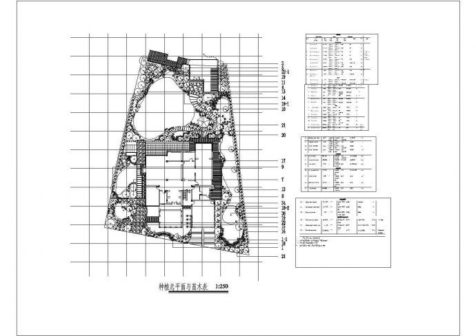 某私家别墅庭院绿化规划设计cad总平面布置图_图1