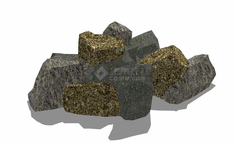 大理石堆叠假山置石su模型-图二