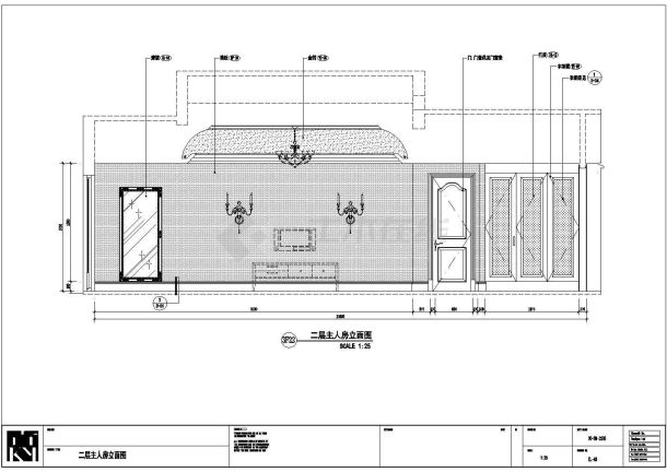 欧式别墅主人房立面设计cad施工图-图二