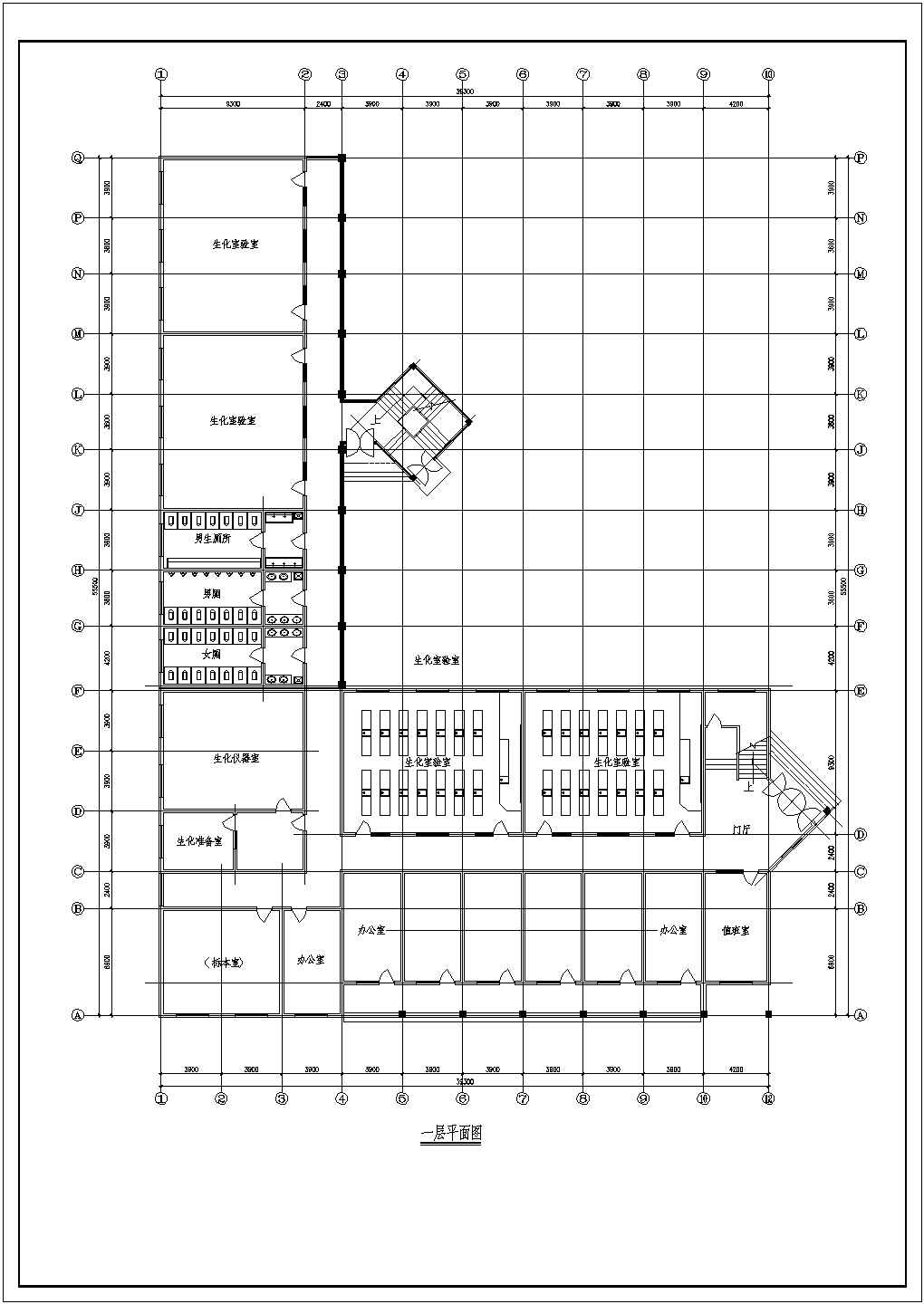 三层学校教学楼平立面设计cad施工图