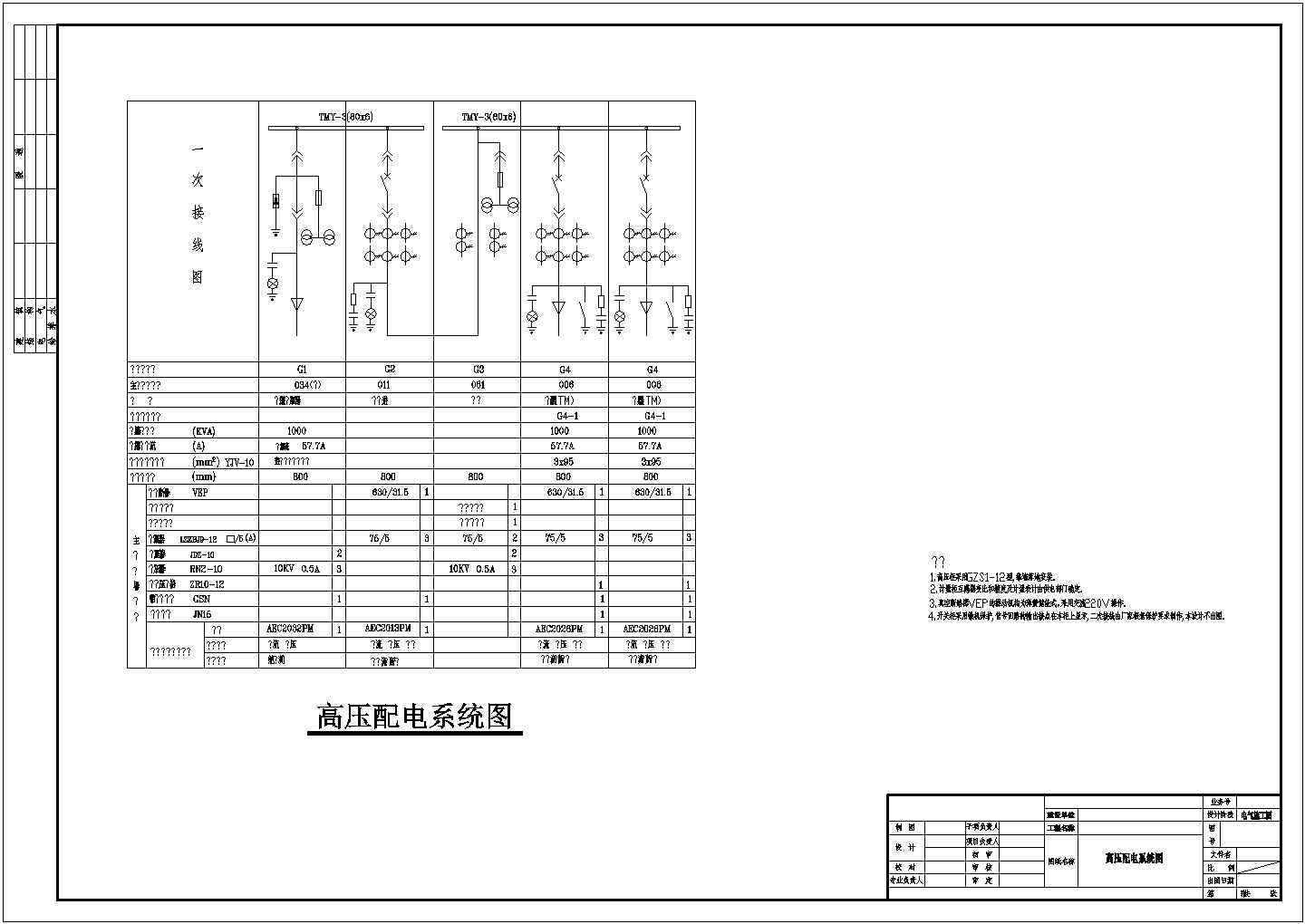 揭阳工厂高压配电系统CAD电气设计完整图