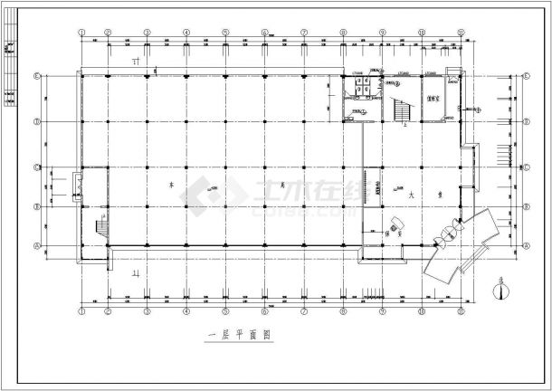 2677.9平米三层框架办公楼工程量计算及施工组织（含建筑结构施工图、平面图、进度图、网络图）-图二
