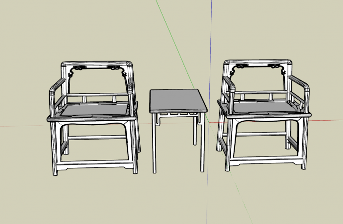 中式客厅套装椅家具su模型_图1