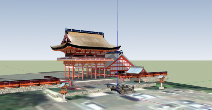 金碧辉煌的传统木结构日本古建su模型_图1