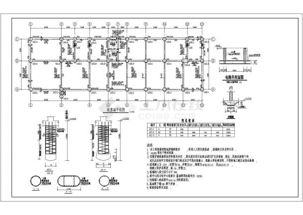 长38.4米 宽11.25米 4层框架机械厂综合楼结构施工图【只有图】-图一