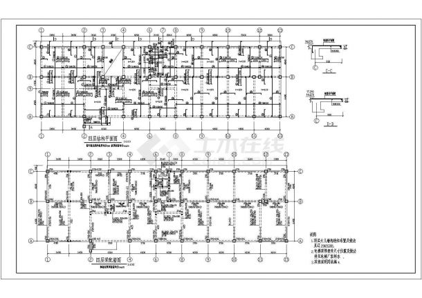 长38.4米 宽11.25米 4层框架机械厂综合楼结构施工图【只有图】-图二