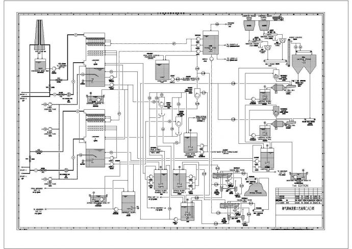 某地区烟气脱硫工程详细设计参考cad流程图_图1
